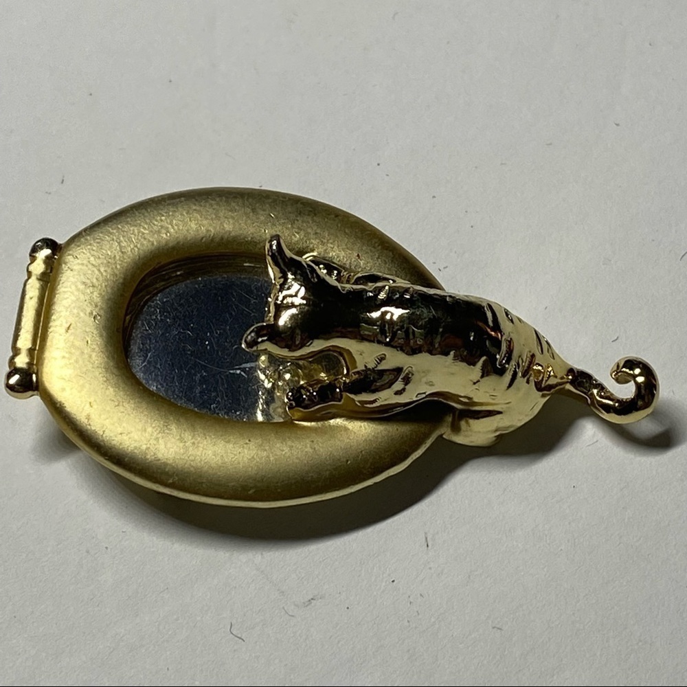 Vintage AJC Signed Cat Kitty Toilet Bowl Brooch Pin Playful